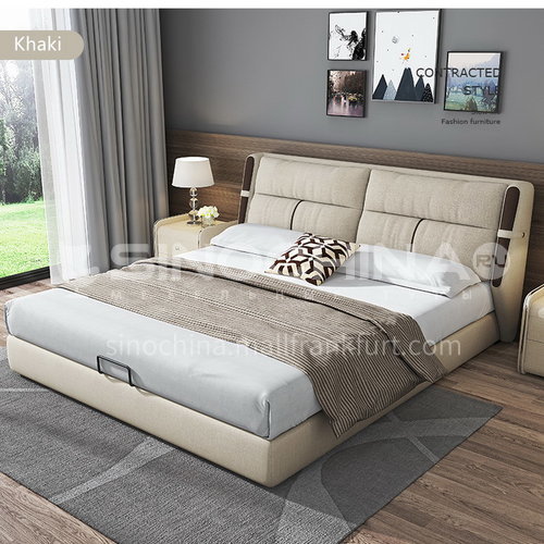 BC-3012 Russian imported larch, first layer of calf leather, solid wood board, high-density sponge, light luxury bed
